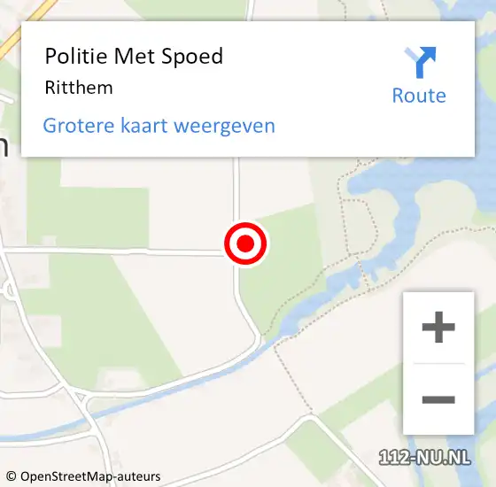 Locatie op kaart van de 112 melding: Politie Met Spoed Naar Ritthem op 16 oktober 2024 14:19