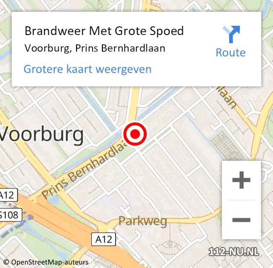 Locatie op kaart van de 112 melding: Brandweer Met Grote Spoed Naar Voorburg, Prins Bernhardlaan op 16 oktober 2024 14:20