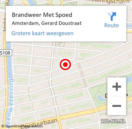 Locatie op kaart van de 112 melding: Brandweer Met Spoed Naar Amsterdam, Gerard Doustraat op 16 oktober 2024 14:23