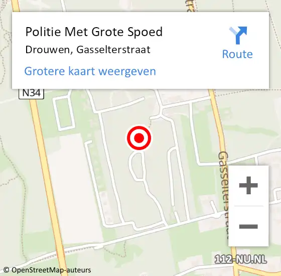 Locatie op kaart van de 112 melding: Politie Met Grote Spoed Naar Drouwen, Gasselterstraat op 16 oktober 2024 14:29