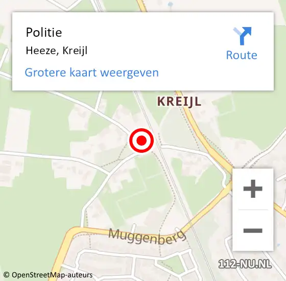 Locatie op kaart van de 112 melding: Politie Heeze, Kreijl op 16 oktober 2024 14:32