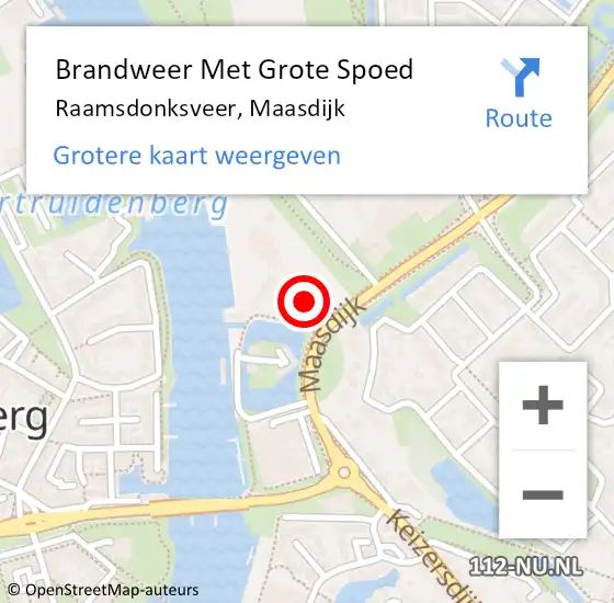 Locatie op kaart van de 112 melding: Brandweer Met Grote Spoed Naar Raamsdonksveer, Maasdijk op 16 oktober 2024 14:32