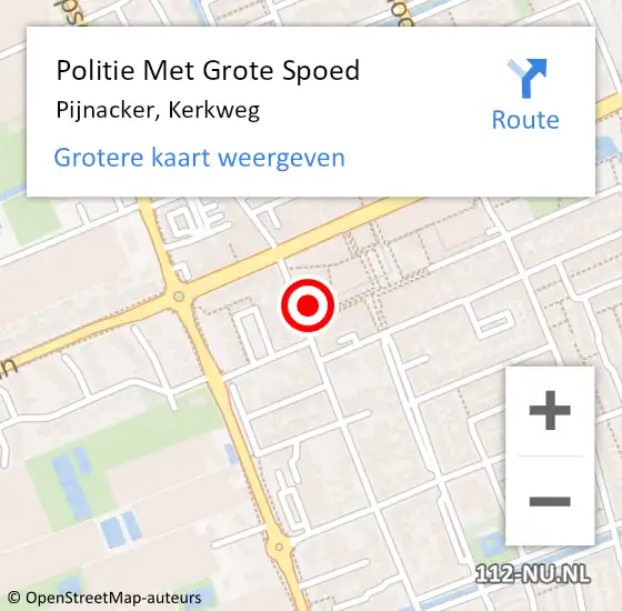 Locatie op kaart van de 112 melding: Politie Met Grote Spoed Naar Pijnacker, Kerkweg op 16 oktober 2024 14:33