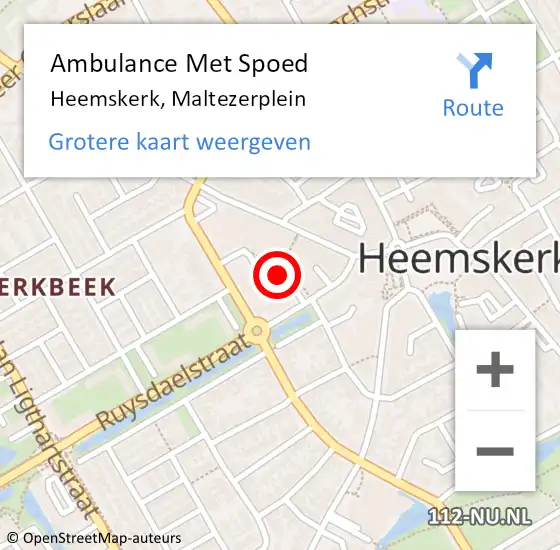 Locatie op kaart van de 112 melding: Ambulance Met Spoed Naar Heemskerk, Maltezerplein op 16 oktober 2024 14:34