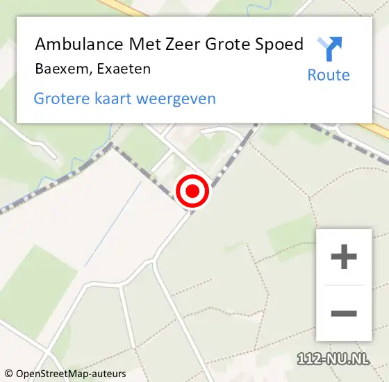 Locatie op kaart van de 112 melding: Ambulance Met Zeer Grote Spoed Naar Baexem, Exaeten op 16 oktober 2024 14:36