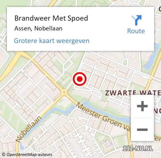 Locatie op kaart van de 112 melding: Brandweer Met Spoed Naar Assen, Nobellaan op 16 oktober 2024 14:38