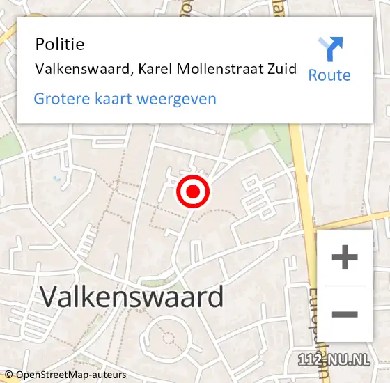 Locatie op kaart van de 112 melding: Politie Valkenswaard, Karel Mollenstraat Zuid op 16 oktober 2024 14:42