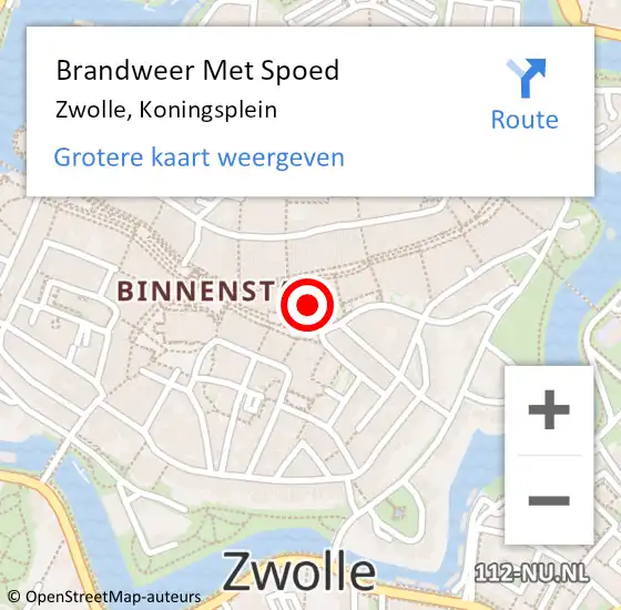 Locatie op kaart van de 112 melding: Brandweer Met Spoed Naar Zwolle, Koningsplein op 16 oktober 2024 14:43