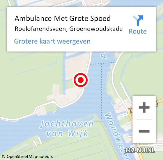 Locatie op kaart van de 112 melding: Ambulance Met Grote Spoed Naar Roelofarendsveen, Groenewoudskade op 16 oktober 2024 14:43