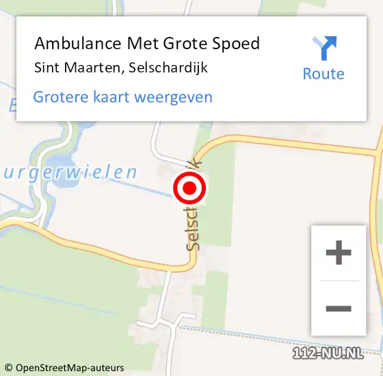 Locatie op kaart van de 112 melding: Ambulance Met Grote Spoed Naar Sint Maarten, Selschardijk op 16 oktober 2024 14:59