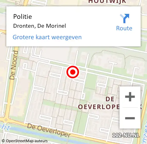 Locatie op kaart van de 112 melding: Politie Dronten, De Morinel op 16 oktober 2024 15:08