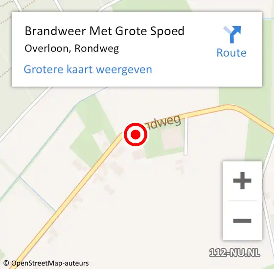 Locatie op kaart van de 112 melding: Brandweer Met Grote Spoed Naar Overloon, Rondweg op 16 oktober 2024 15:13