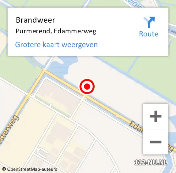 Locatie op kaart van de 112 melding: Brandweer Purmerend, Edammerweg op 16 oktober 2024 15:25