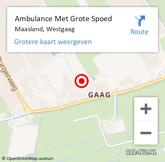 Locatie op kaart van de 112 melding: Ambulance Met Grote Spoed Naar Maasland, Westgaag op 16 oktober 2024 15:27