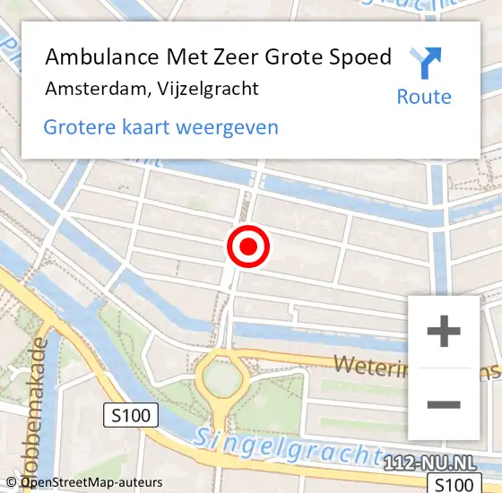 Locatie op kaart van de 112 melding: Ambulance Met Zeer Grote Spoed Naar Amsterdam, Vijzelgracht op 16 oktober 2024 15:38