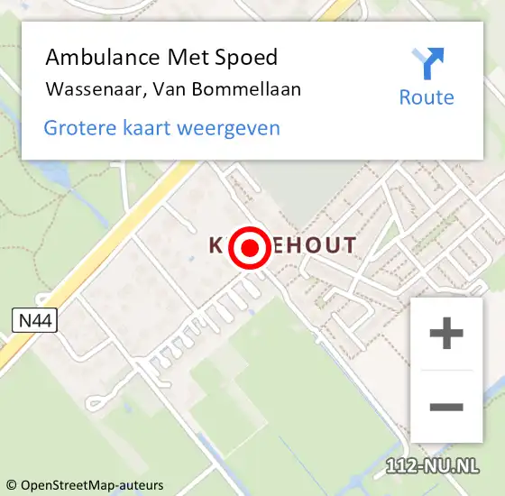 Locatie op kaart van de 112 melding: Ambulance Met Spoed Naar Wassenaar, Van Bommellaan op 16 oktober 2024 15:55