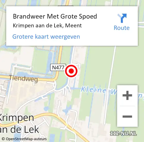 Locatie op kaart van de 112 melding: Brandweer Met Grote Spoed Naar Krimpen aan de Lek, Meent op 16 oktober 2024 16:01