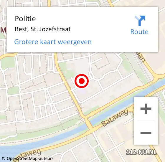 Locatie op kaart van de 112 melding: Politie Best, St. Jozefstraat op 16 oktober 2024 16:03