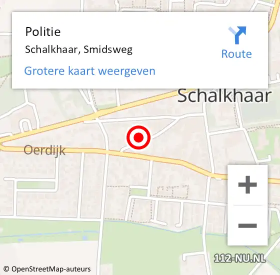 Locatie op kaart van de 112 melding: Politie Schalkhaar, Smidsweg op 16 oktober 2024 16:07