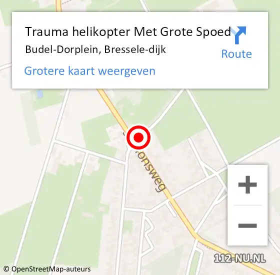 Locatie op kaart van de 112 melding: Trauma helikopter Met Grote Spoed Naar Budel-Dorplein, Bressele-dijk op 16 oktober 2024 16:10