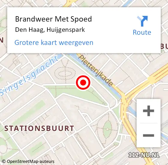 Locatie op kaart van de 112 melding: Brandweer Met Spoed Naar Den Haag, Huijgenspark op 16 oktober 2024 16:16