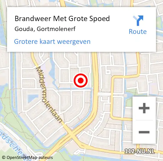 Locatie op kaart van de 112 melding: Brandweer Met Grote Spoed Naar Gouda, Gortmolenerf op 16 oktober 2024 16:30