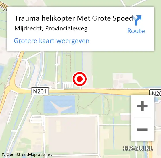 Locatie op kaart van de 112 melding: Trauma helikopter Met Grote Spoed Naar Mijdrecht, Provincialeweg op 16 oktober 2024 16:34