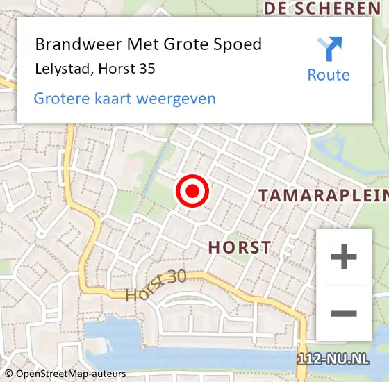 Locatie op kaart van de 112 melding: Brandweer Met Grote Spoed Naar Lelystad, Horst 35 op 16 oktober 2024 16:35