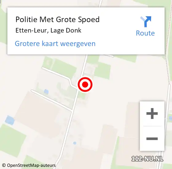 Locatie op kaart van de 112 melding: Politie Met Grote Spoed Naar Etten-Leur, Lage Donk op 16 oktober 2024 16:35