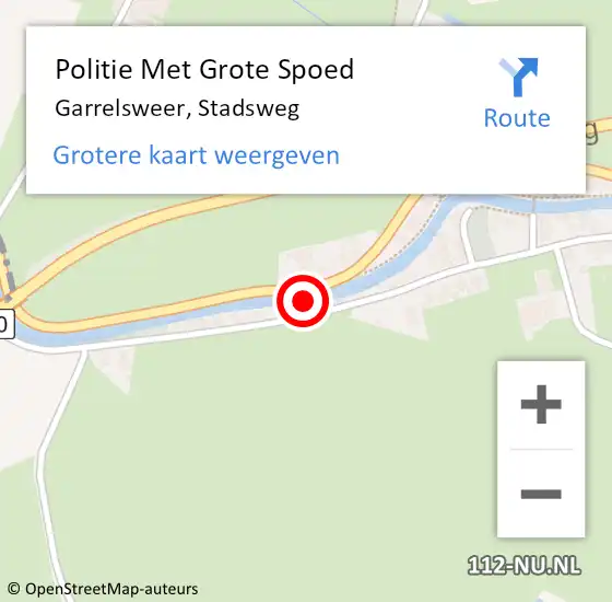 Locatie op kaart van de 112 melding: Politie Met Grote Spoed Naar Garrelsweer, Stadsweg op 16 oktober 2024 16:40