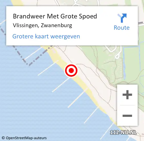 Locatie op kaart van de 112 melding: Brandweer Met Grote Spoed Naar Vlissingen, Zwanenburg op 16 oktober 2024 16:43