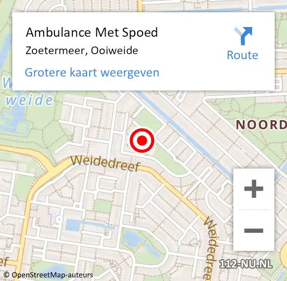 Locatie op kaart van de 112 melding: Ambulance Met Spoed Naar Zoetermeer, Ooiweide op 16 oktober 2024 17:24