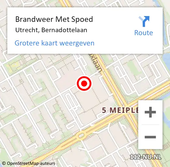 Locatie op kaart van de 112 melding: Brandweer Met Spoed Naar Utrecht, Bernadottelaan op 16 oktober 2024 17:32