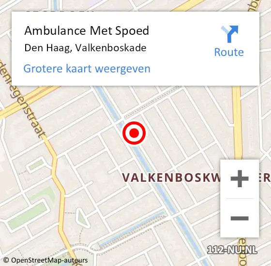 Locatie op kaart van de 112 melding: Ambulance Met Spoed Naar Den Haag, Valkenboskade op 16 oktober 2024 17:38