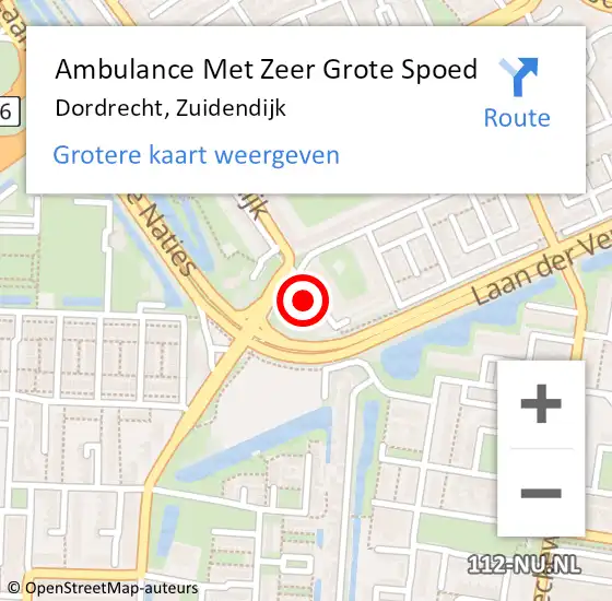 Locatie op kaart van de 112 melding: Ambulance Met Zeer Grote Spoed Naar Dordrecht, Zuidendijk op 16 oktober 2024 17:43