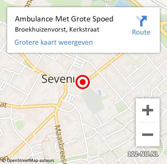 Locatie op kaart van de 112 melding: Ambulance Met Grote Spoed Naar Broekhuizenvorst, Kerkstraat op 16 oktober 2024 18:03