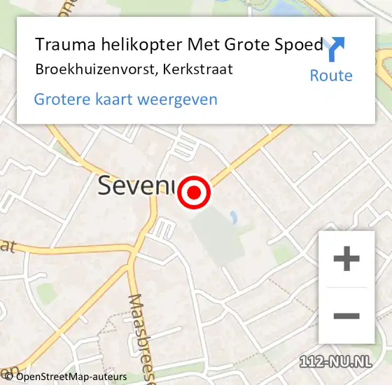 Locatie op kaart van de 112 melding: Trauma helikopter Met Grote Spoed Naar Broekhuizenvorst, Kerkstraat op 16 oktober 2024 18:04