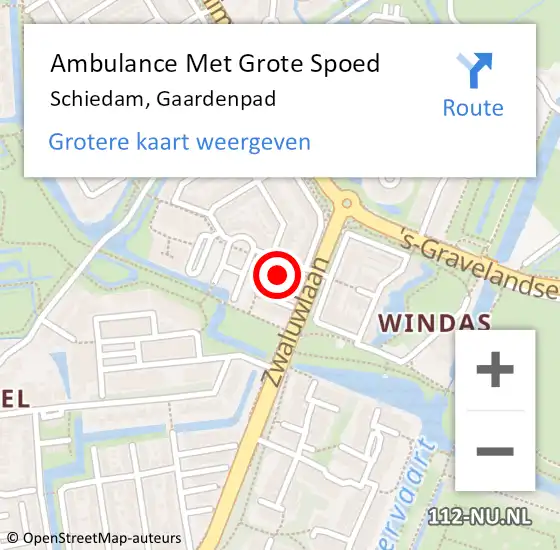 Locatie op kaart van de 112 melding: Ambulance Met Grote Spoed Naar Schiedam, Gaardenpad op 16 oktober 2024 18:06