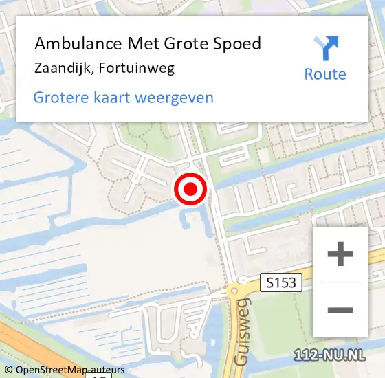 Locatie op kaart van de 112 melding: Ambulance Met Grote Spoed Naar Zaandijk, Fortuinweg op 16 oktober 2024 18:17