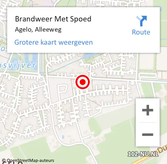 Locatie op kaart van de 112 melding: Brandweer Met Spoed Naar Agelo, Alleeweg op 16 oktober 2024 18:35