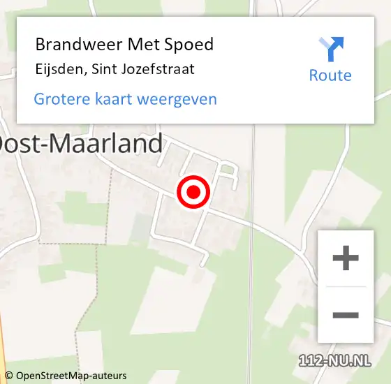 Locatie op kaart van de 112 melding: Brandweer Met Spoed Naar Eijsden, Sint Jozefstraat op 16 oktober 2024 18:59