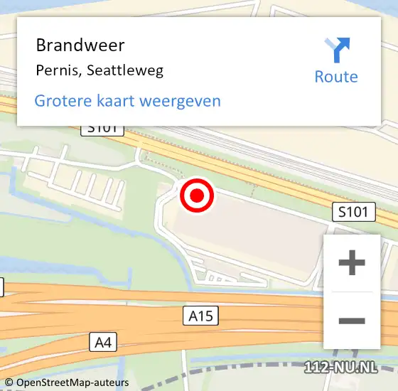 Locatie op kaart van de 112 melding: Brandweer Pernis, Seattleweg op 16 oktober 2024 19:06