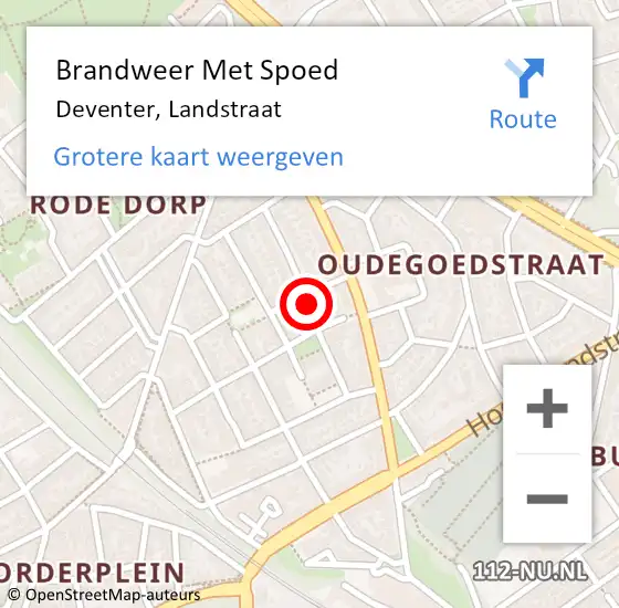 Locatie op kaart van de 112 melding: Brandweer Met Spoed Naar Deventer, Landstraat op 16 oktober 2024 19:13