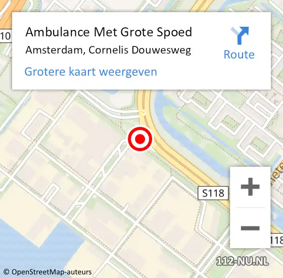 Locatie op kaart van de 112 melding: Ambulance Met Grote Spoed Naar Amsterdam, Cornelis Douwesweg op 16 oktober 2024 19:36