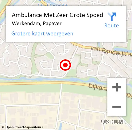 Locatie op kaart van de 112 melding: Ambulance Met Zeer Grote Spoed Naar Werkendam, Papaver op 16 oktober 2024 19:47