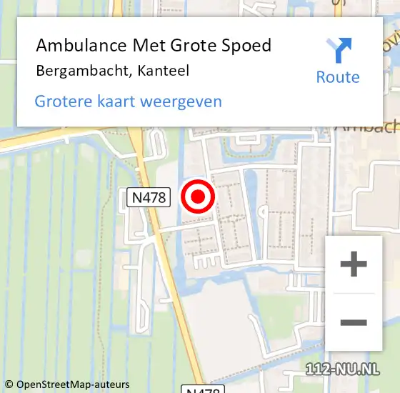 Locatie op kaart van de 112 melding: Ambulance Met Grote Spoed Naar Bergambacht, Kanteel op 16 oktober 2024 20:00