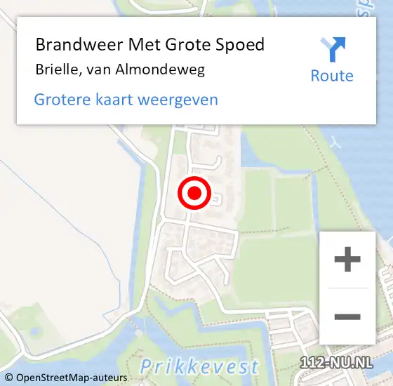 Locatie op kaart van de 112 melding: Brandweer Met Grote Spoed Naar Brielle, van Almondeweg op 16 oktober 2024 20:00