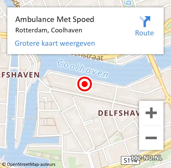 Locatie op kaart van de 112 melding: Ambulance Met Spoed Naar Rotterdam, Coolhaven op 16 oktober 2024 20:02