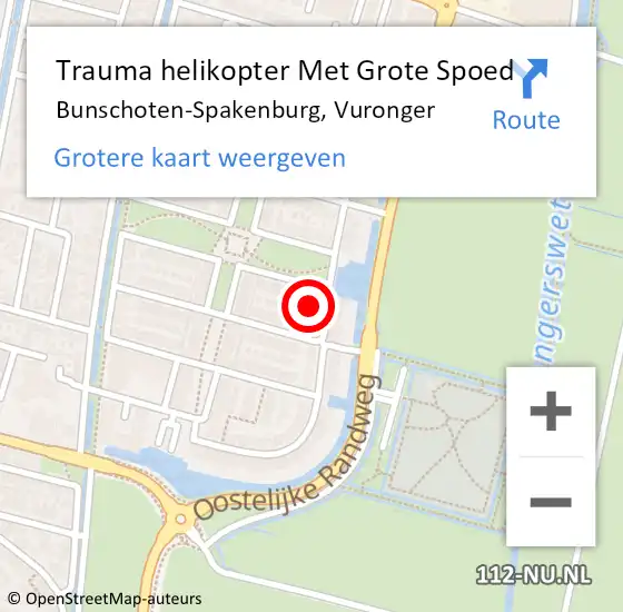 Locatie op kaart van de 112 melding: Trauma helikopter Met Grote Spoed Naar Bunschoten-Spakenburg, Vuronger op 16 oktober 2024 20:02