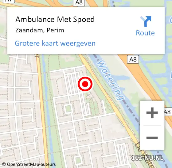 Locatie op kaart van de 112 melding: Ambulance Met Spoed Naar Zaandam, Perim op 16 oktober 2024 20:07